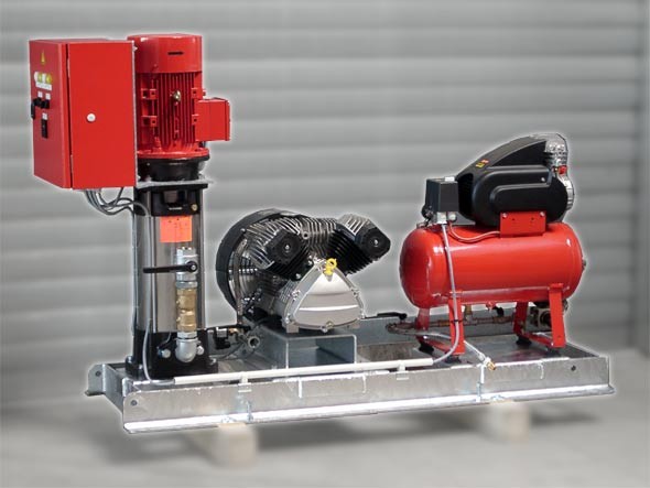Boiler feed pump with compressor and pneumatic system