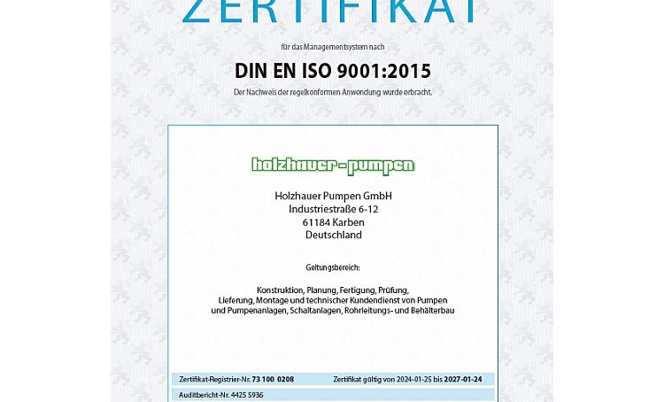 Zertifikat DIN EN ISO 9001:2015